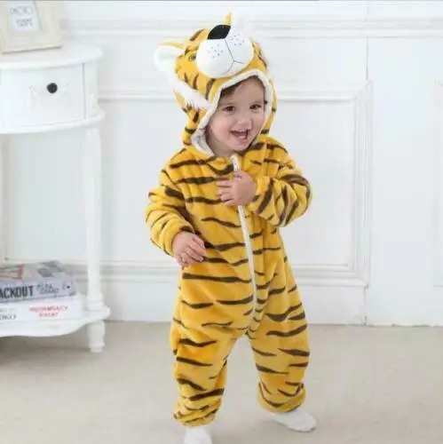 

0-2Y Baby Anime Stitch Cosplay Romper Hooded Suit Newborns Flannel Soft Pajamas