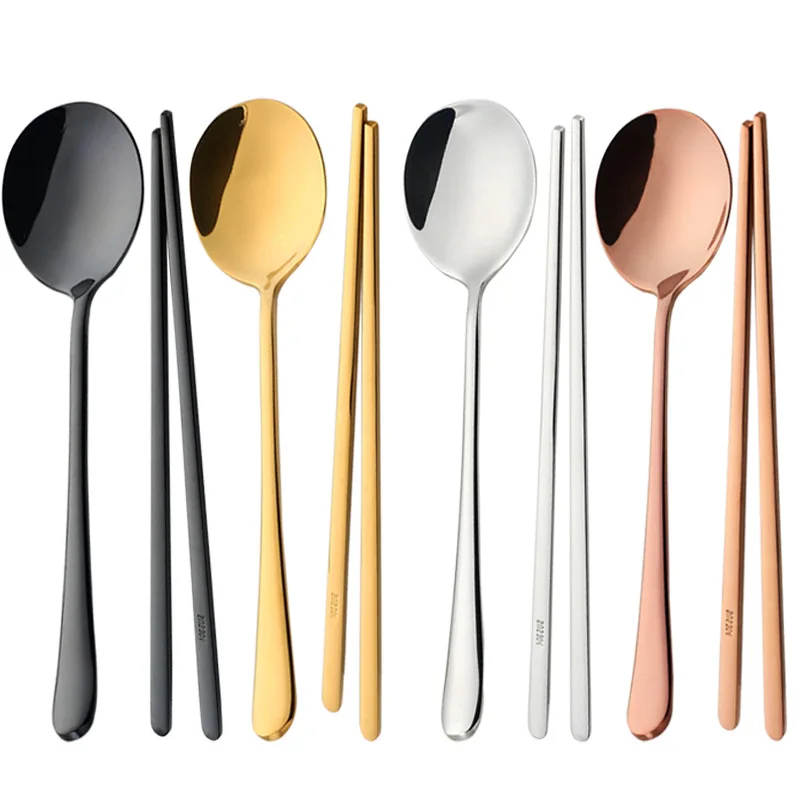 Новинка набор корейских палочек и ложек из нержавеющей стали Hashi серебро 18/10