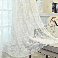 white lace tulle curtains for bedroom floral window treatments european style sheer voile for livingroom kitchen drape girl room