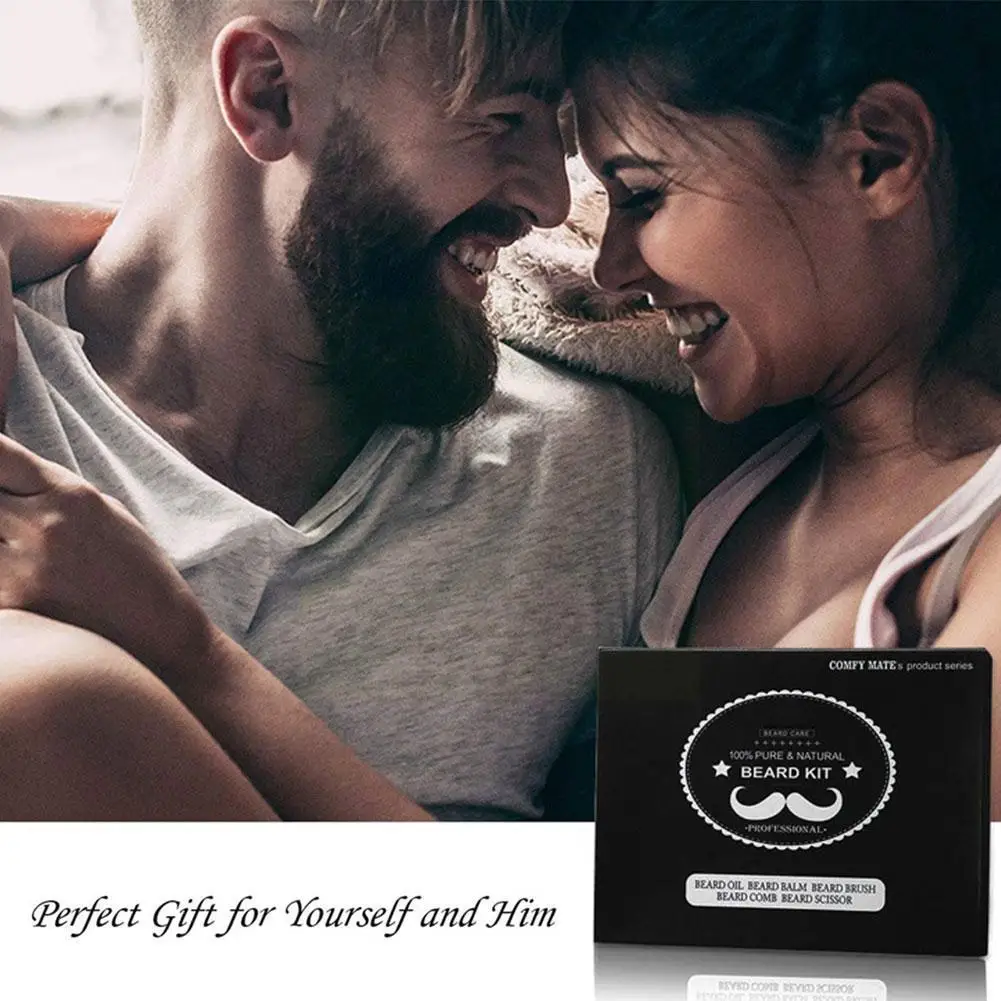 

9Pcs/Set New Beard Growth Kit For Men Shampoo Washing Softener Comb Sided Conditioner Balm Growth Double Scissors Brush Oil J8K0