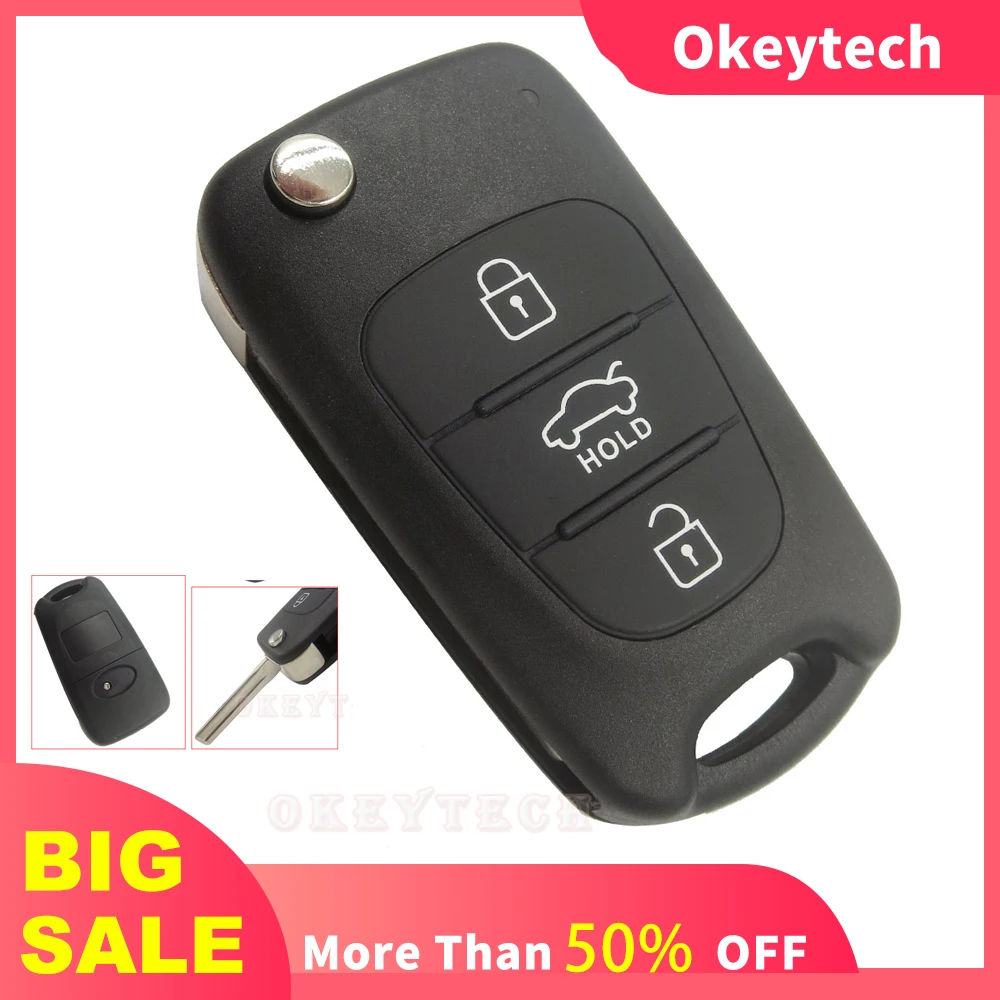 OkeyTech Folding Flip Car Key Shell For Kia Rio 3 Picanto Ceed Cerato Sportage K2 K3 K5 Soul Case Cover Fob For Hyundai I30 IX35