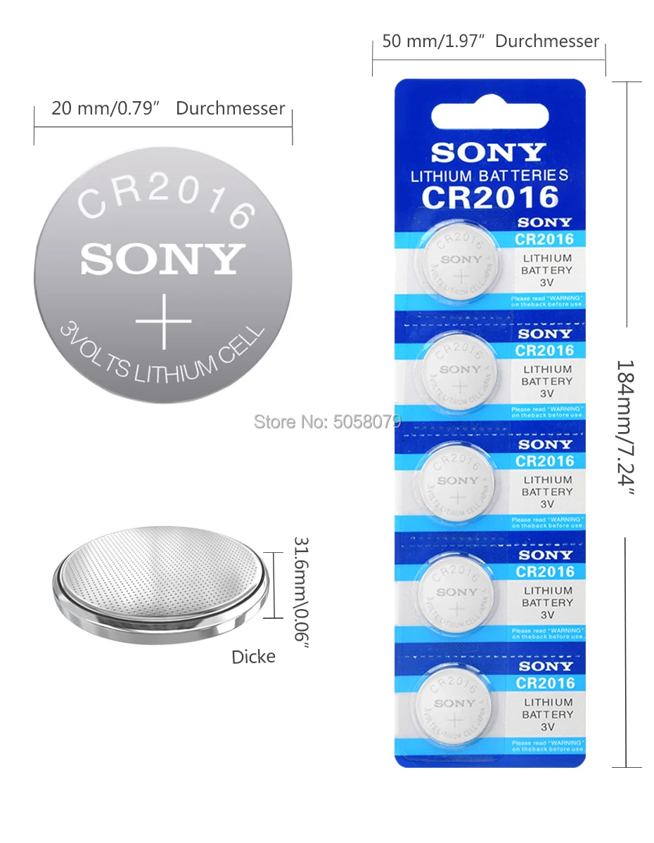 4 шт./лот оригинальный бренд Новый аккумулятор для SONY cr2016 3 в кнопки батареи монет