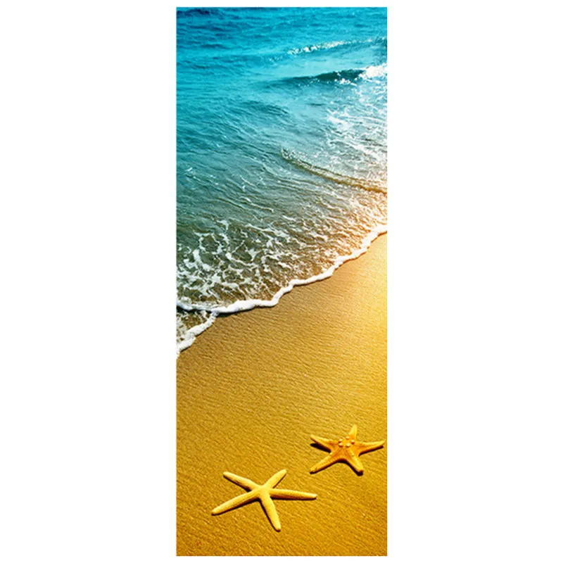 77*200cm sea view door stickers sunny seaside Beach Palm Tree 3d wall art vinyl mural home decoration Summer scenery wallpaper | Дом и сад