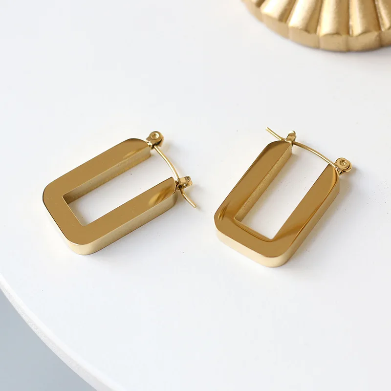 Винтажные антиаллергенные серьги-кольца из нержавеющей стали 18k позолоченные толстые массивные полые квадратные круглые геометрические золотые серьги-кольца для женщин