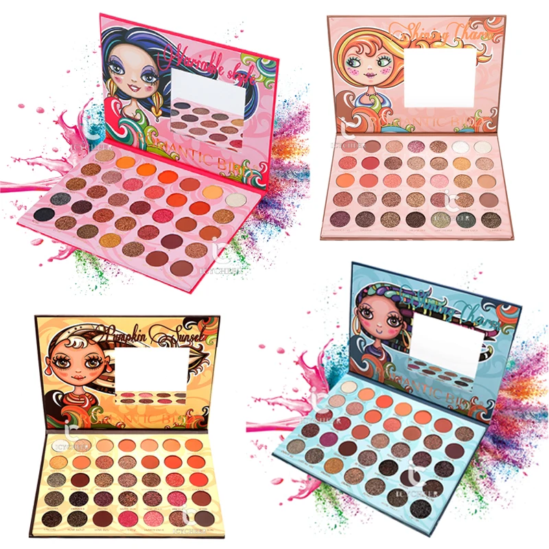 Creamy Eyeshadow Palette 35 Colors Pressed Pigment Eye Shadow Palette Easy To Wear Glitter Shadows Eye Makeup Palette focallur