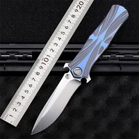 2021 new hot sale outdoor survival camping tactical folding knife m390 powder steel titanium alloy tc4 hunting knives edc tools