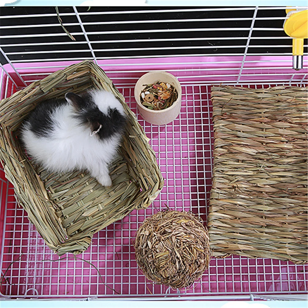 Мини клетка для кролика складная соломенная из тканой травы ручной работы