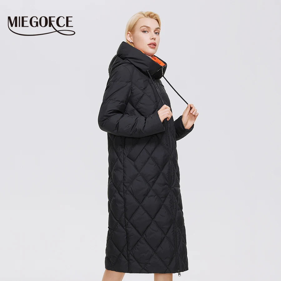 MIEGOFCE 2022 зимняя куртка контрастного цвета удлиненный стиль женская стеганая