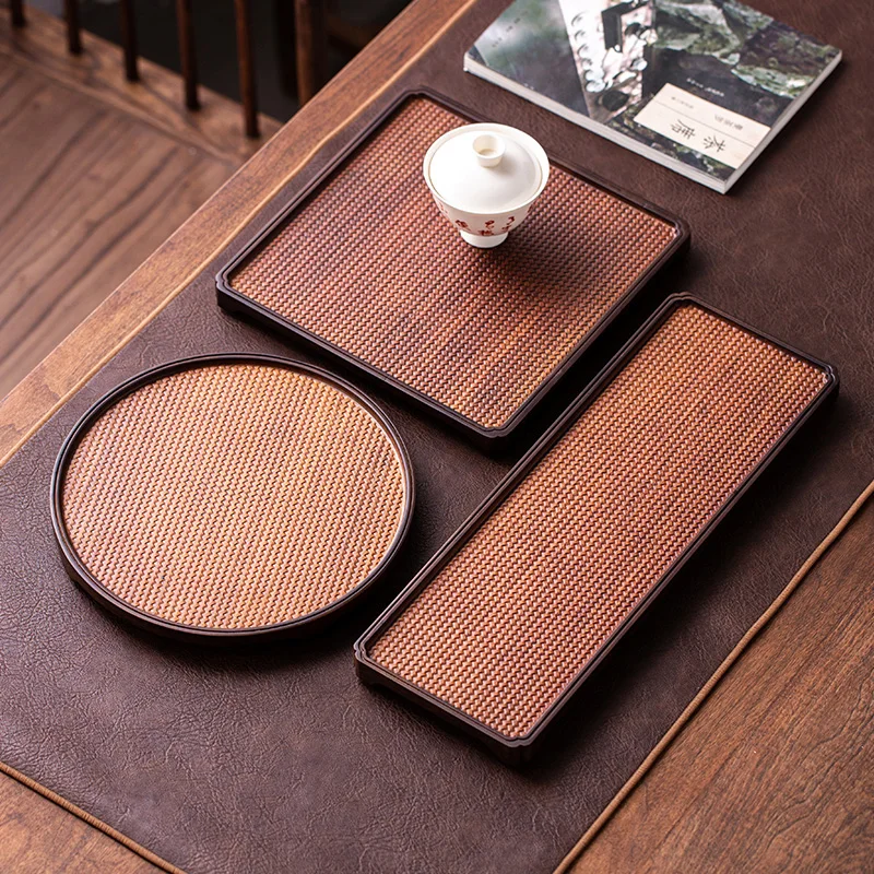 

Bamboo Modern Tea Tray Eco Friendly Drainage Dry Bubble Water Storage Tea Tray Simple Home Plateau De Service Teaware DG50CP