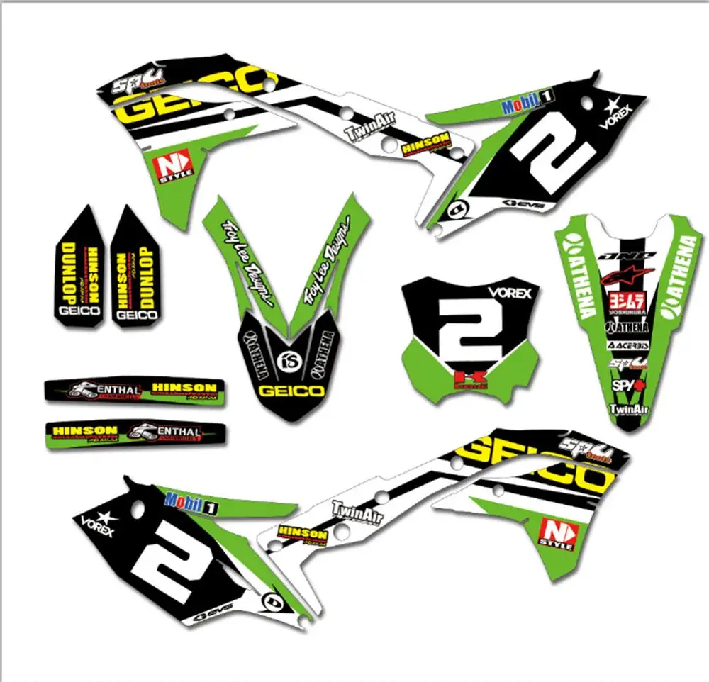 Для Кавасаки KX250F KXF250 KXF450 KXF 450 KXF 250 KX 250F- пользовательские номерные наклейки и фоны графика
