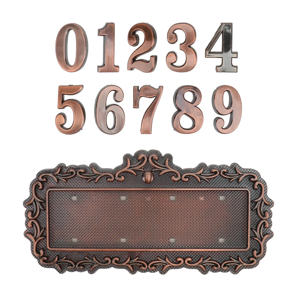 

1 Set of European Embossment Style Doorplate 3D Number Plate Sign (Bronze)