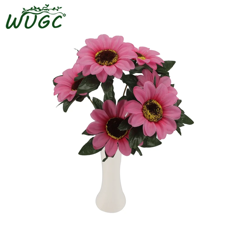 Осенние украшения 6 головок Желтые Подсолнухи шелковые искусственные цветы