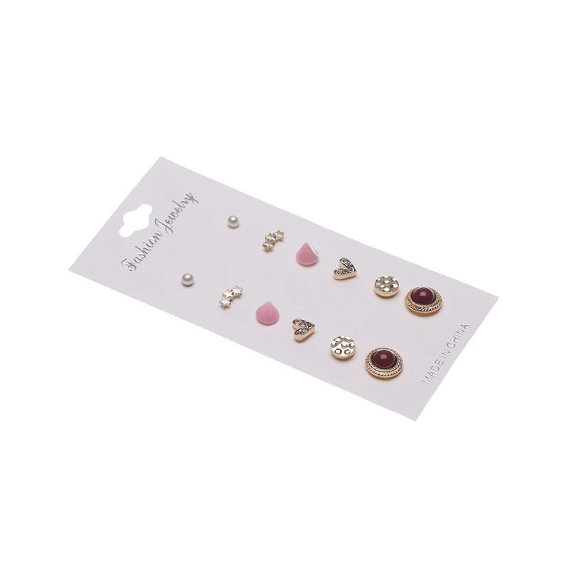 CARTER LISA 12 pcs/set Star Vintage Stud Earrings Set Rhinestone Imitation Pearl For Women Gift Jewelry SEEA-S-35001 | Украшения и