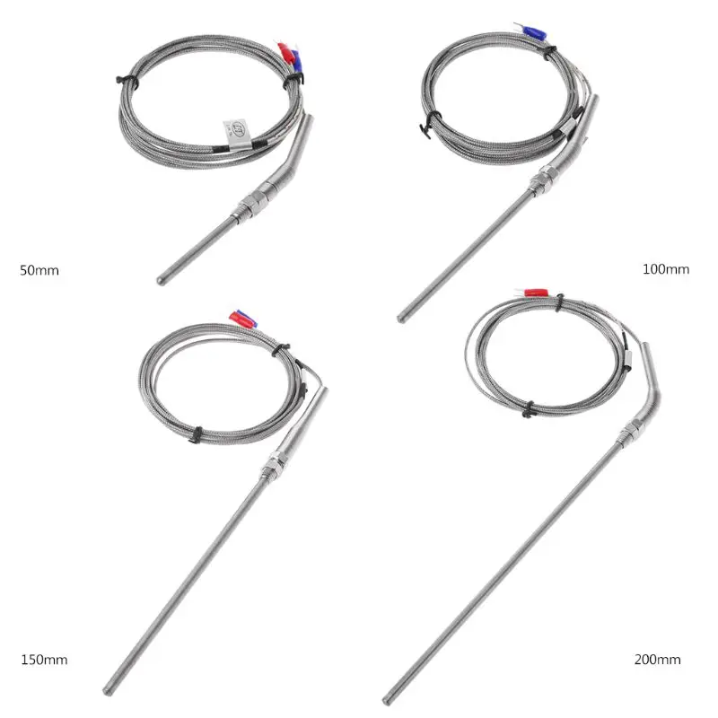 

2m K Type Thermocouple Probe 50mm/100mm/150mm/200mm Stainless Steel Thermocouple 0-400C Temperature Sensor