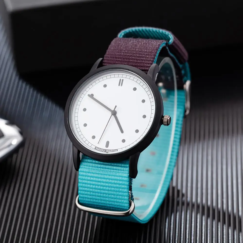 Модные Повседневные тканевые наручные часы для женщин и мужчин большие круглые с