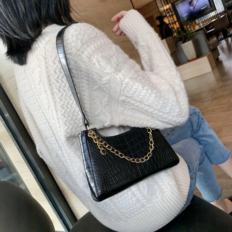 

Hot Sale Crocodile Pattern Chain Small Bags New Style Western Style Small Square Bag Chic Shoulder Messenger Bags