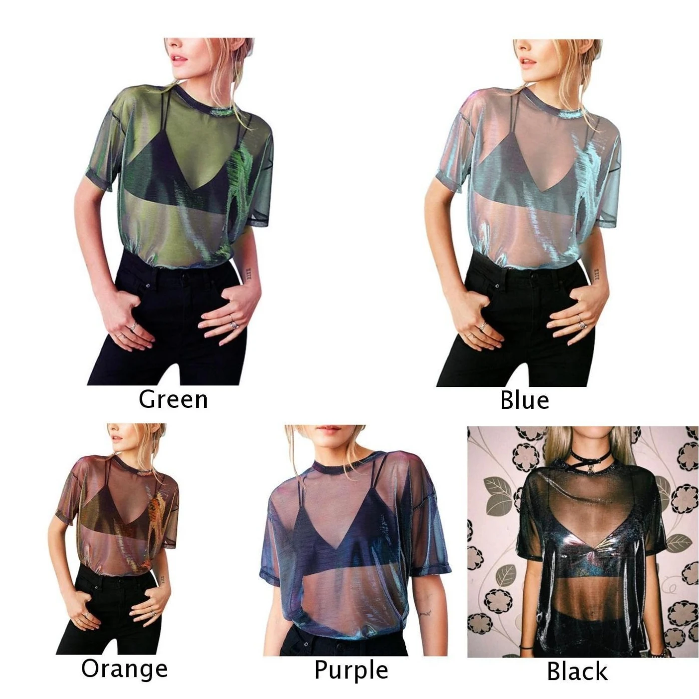 Женская сетчатая Прозрачная Футболка с длинным рукавом топы тонкий укороченный