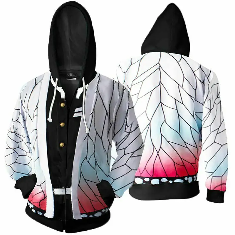 

Demon Slayer Kimetsu no Yaiba Anime Hoodie Zip Up Sweater Hooded Cosplay Costume 3D Printing