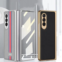 Folding Clear Leather Cover For Samsung Galaxy Z Fold 3 2 5G Case Camera Protection Shockproof Phone Case Luxury Coque Fundas