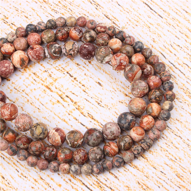 

4 6 8 10 12 MM Leopard Skin Natural Stones Round Loose Beads For Jewelry Making Bracelet Necklace Diy