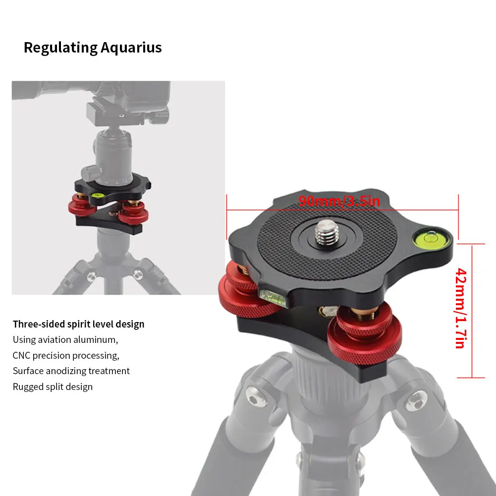 

Tripod Leveler Tri-Wheel Base with Bubble Level 3 Horizontal Adjustment Dials Precision for Cameras aerial Photography