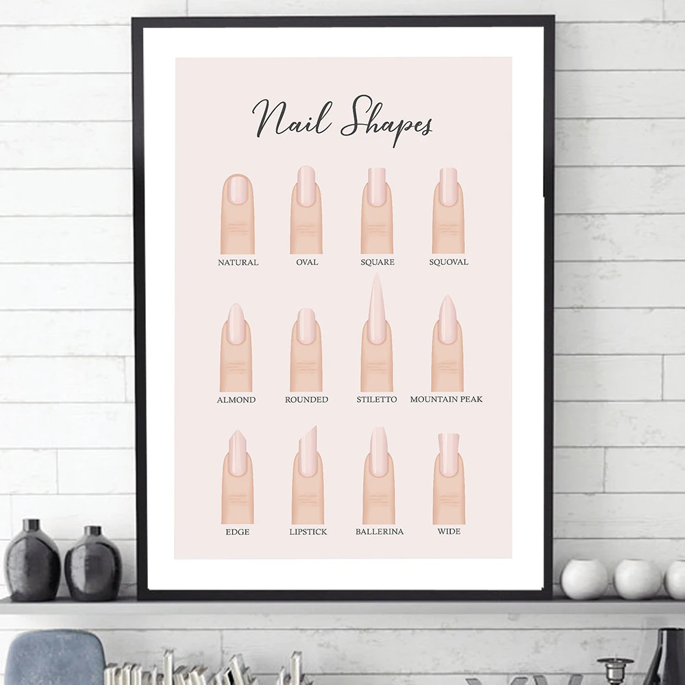 

Fashion Nail Shapes Beauty Salon Canvas Posters And Prints Decor Makeup Nail Gifts Nail Type Guide Art Canvas Painting Picture