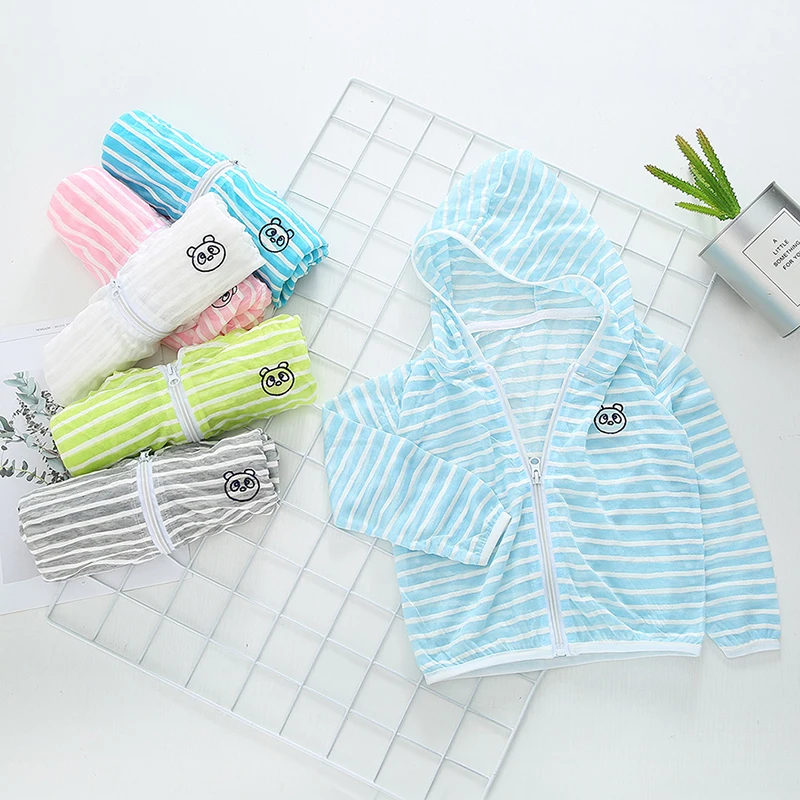 Летняя детская одежда для защиты от солнца Пальто унисекс с милым полосатым