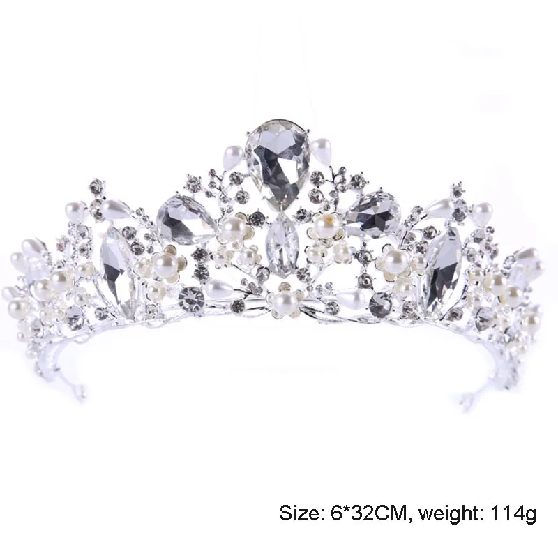 

Elegant Noble Crystal Rhinestone Crown Simulated Pearls Wedding Party Bride Tiara Headband MAEA99