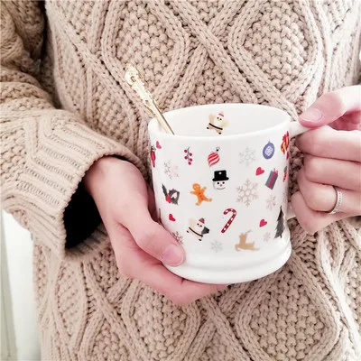 Американский толстый большой емкости кружка Золотой Рождественский снеговик