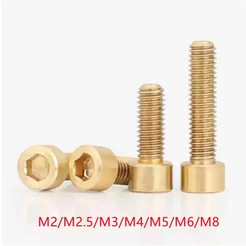 

1-10 шт. DIN912 M2 M2.5 M3 M4 M5 M6 M8 M10 винты с шестигранной головкой из чистой латуни