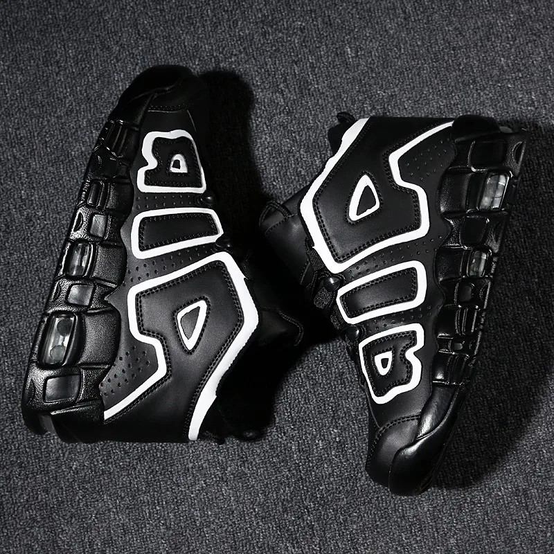 

Autumn 2021 Boys High Top Shoes Black Basketball Trainers Man Leather Basketball Sneakers Male Air Design Basketball Boots Men