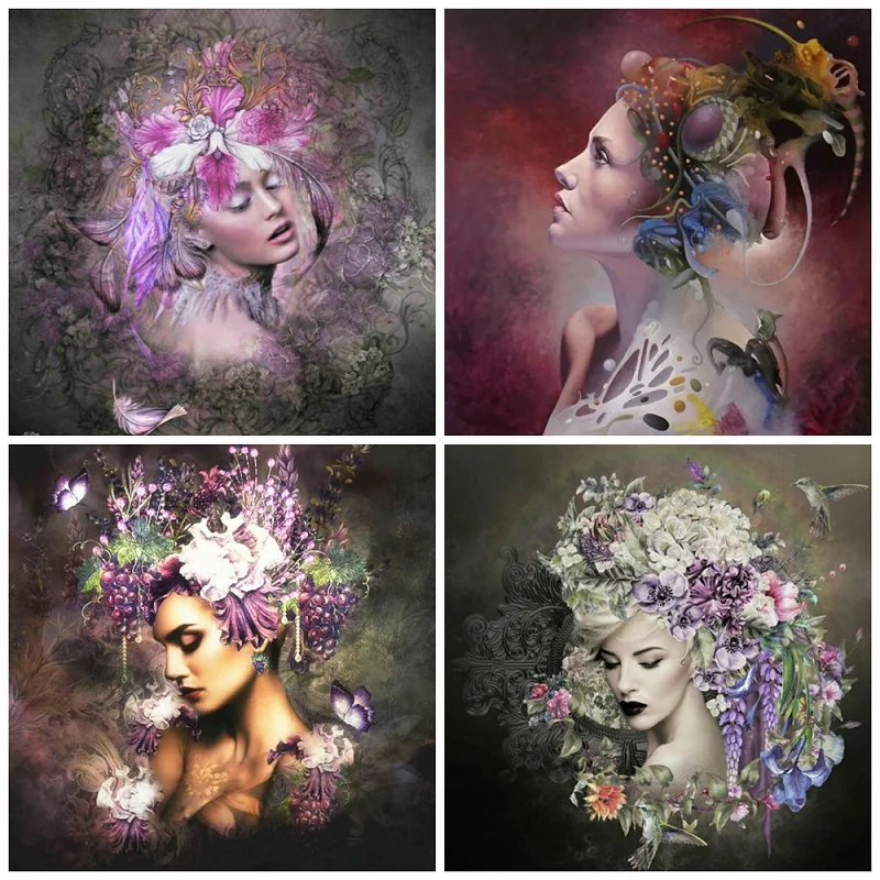 Алмазов картина полной женщины с цветочной вышивкой для девочек портрет из