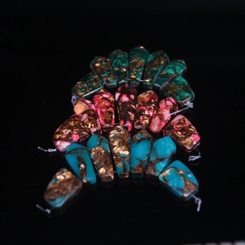 7pcs/set Sea Sediment Arrow Slice Graduated Pendant Beads Top Drilled Ocean Impression Jaspers Emperor Stone Necklaces Jewelry | Украшения