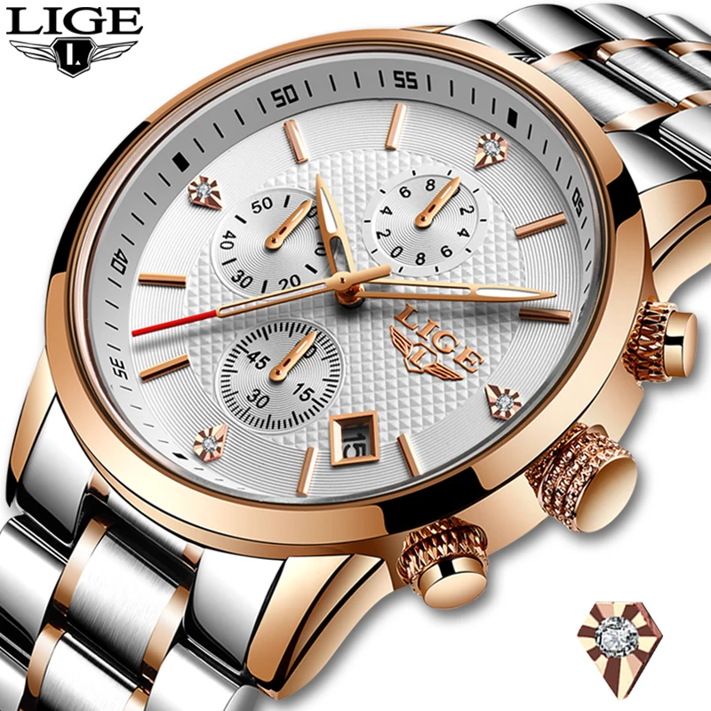 Relogio Masculino 2020 New Watches Men Luxury Brand LIGE Chronograph Men Sport colck Waterproof Full Steel Quartz Mens Watches