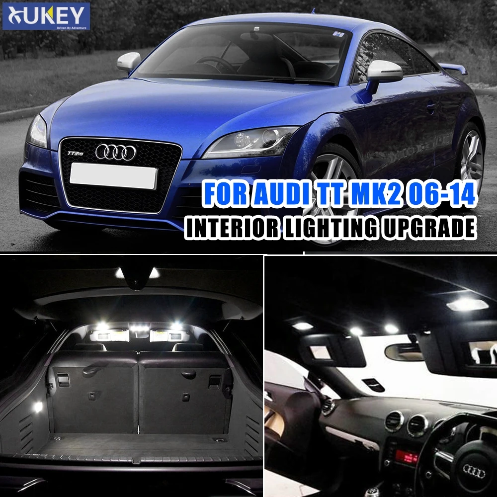 

Комплект для обновления 6X Light ing для Audi TT 8J Mk2, светодиодная лампа для перчаточного ящика, внутренсветильник почки, купольная лампа для чтения для зеркала в багажнике