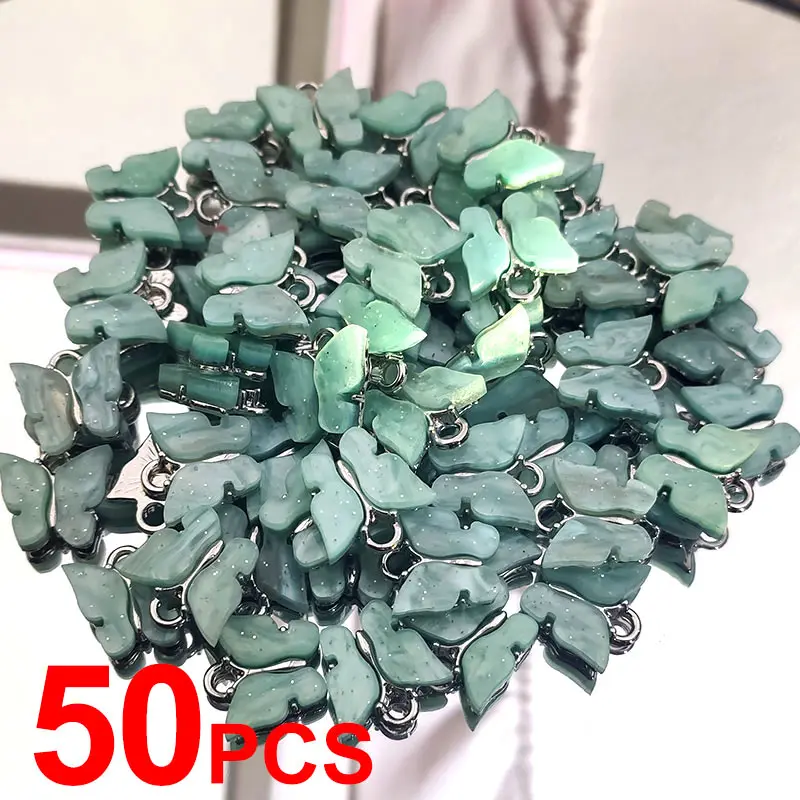 JJFOUCS 50 шт./компл. модные блестящие Акриловые Бабочки серебряного цвета для