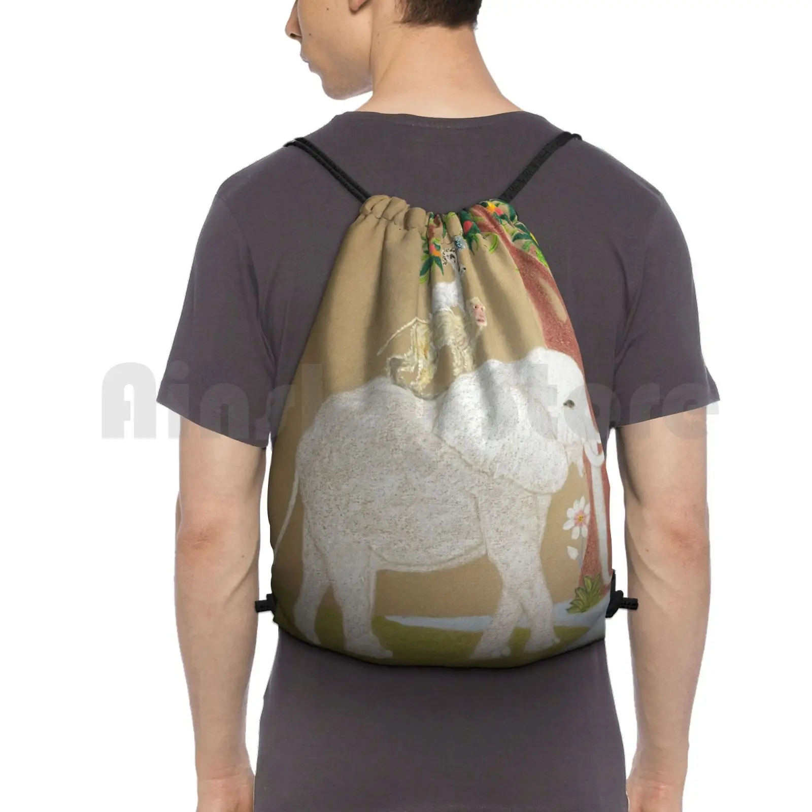 

The Four Harmonious Friends Backpack Drawstring Bags Gym Bag Waterproof Fourharmoniousfriends Animal Friends Friendship