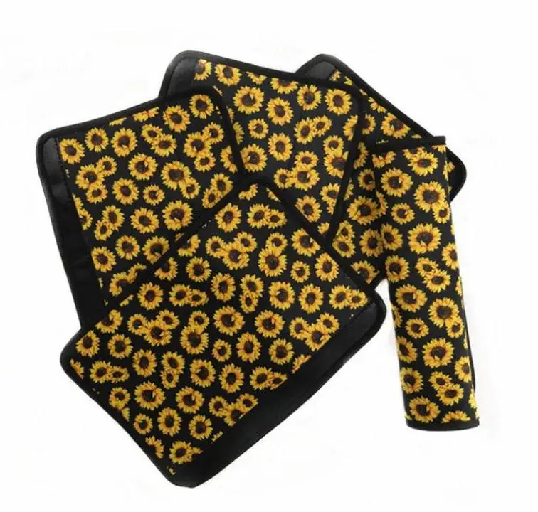 

Seat Belt Covers Sunflower Neoprene Car Shoulder Pad Auto Seatbelt Strap Sleeves Cactus Leopard Wholesale