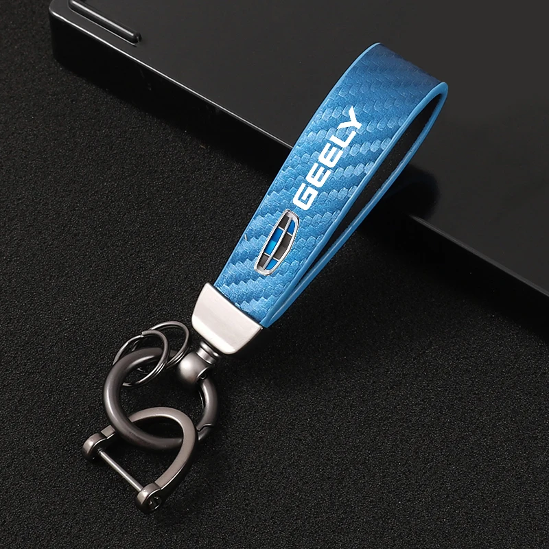 

Leather Car KeyChain 360 Degree Rotating Horseshoe Key Rings for geely atlas coolray mk cross emgrand GS GL styling accessories