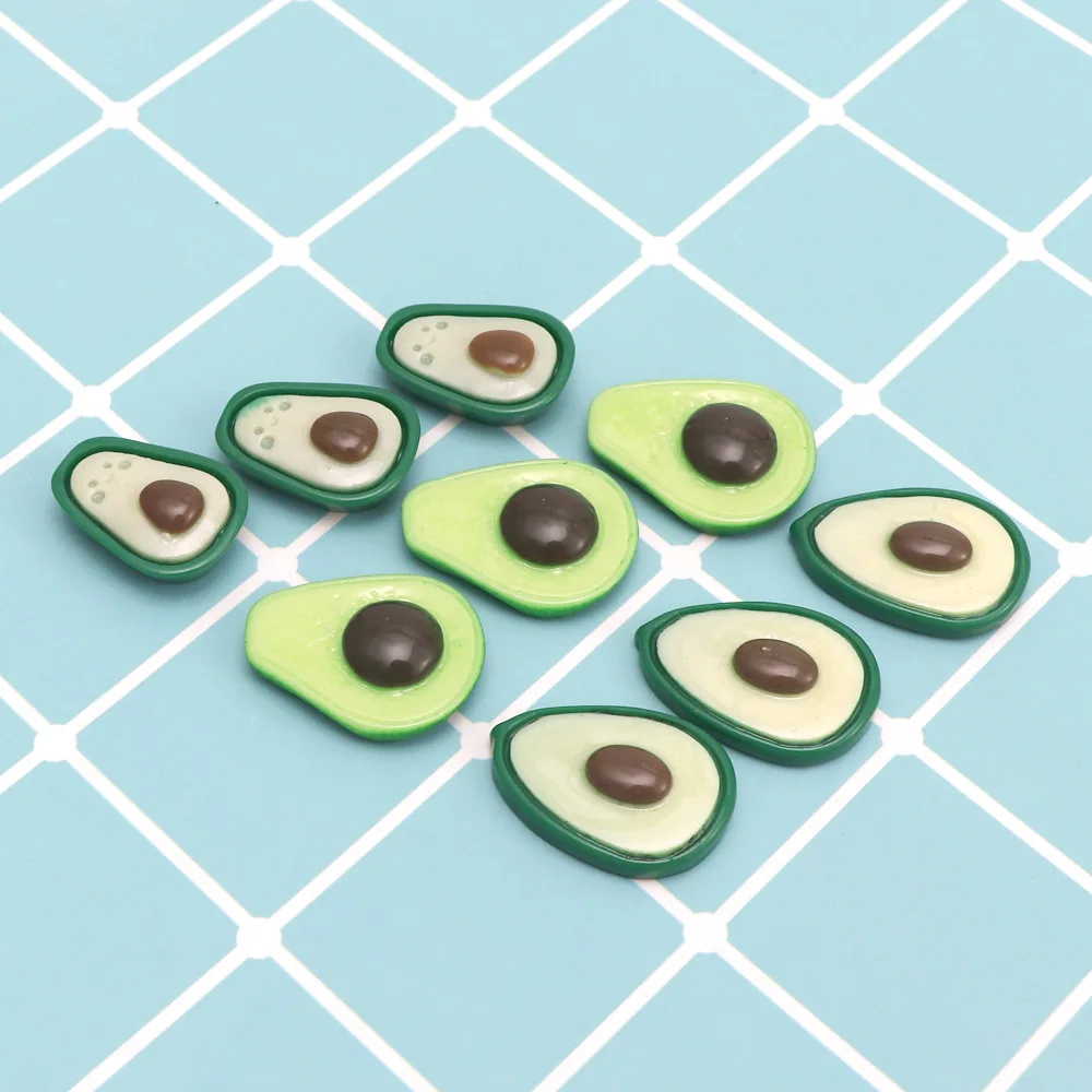 30 шт. микс милый каучуковый мультяшный фрукт авокадо с плоским основанием