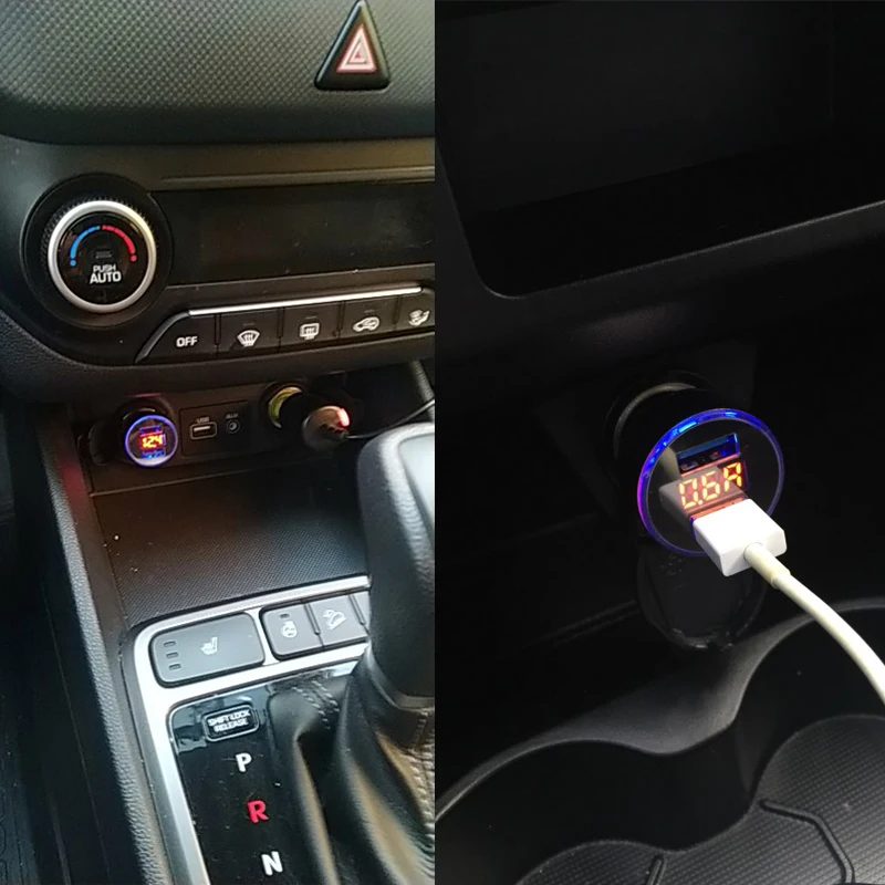 Зарядка от прикуривателя быстрая двойной Переходник USB для зарядки в машине светодиодный Дисплей 5V 3.1A Авто из АБС-пластика для мобильных телефонов через USB Зарядное устройство для iPhone huawei