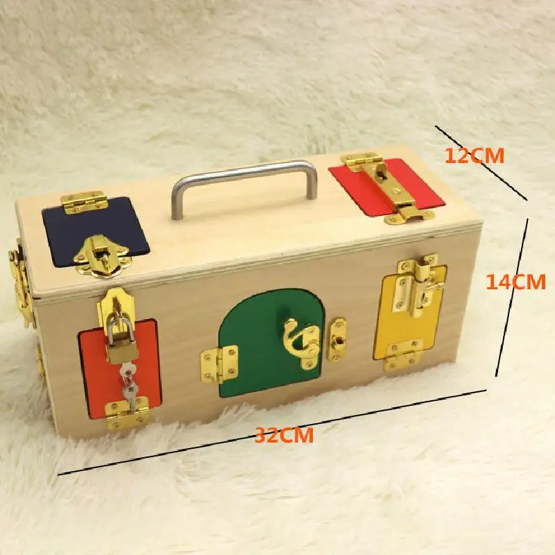 Montessori Colorful Lock Box Kids Children Educational Preschool Training Toys Length Of 32*12*14cm toys gift | Игрушки и хобби