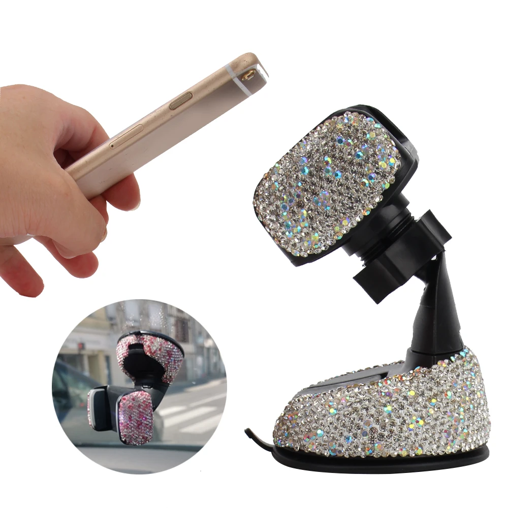

For Car Dashboard Universal For Auto Windows and Air Vent Car Phone Holder Crystal Rhinestones 360 Degree