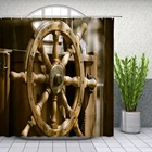 Занавеска для душа в стиле ретро, с деревянным штурвалом, тематический узор парусного корабля, декор для ванной комнаты, набор водонепроницаемых тканевых занавесок для ванной, горячая распродажа