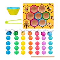 children montessori toy wooden leaning educatinal toys early education beehive game baby color cognitive clip small bee toy
