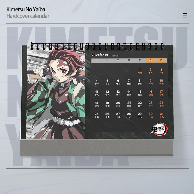 

2021 Anime Demon Slayer Kimetsu No Yaiba Desk Calendar Kamado Tanjirou Cartoon Figure Calendars Daily Schedule Planner