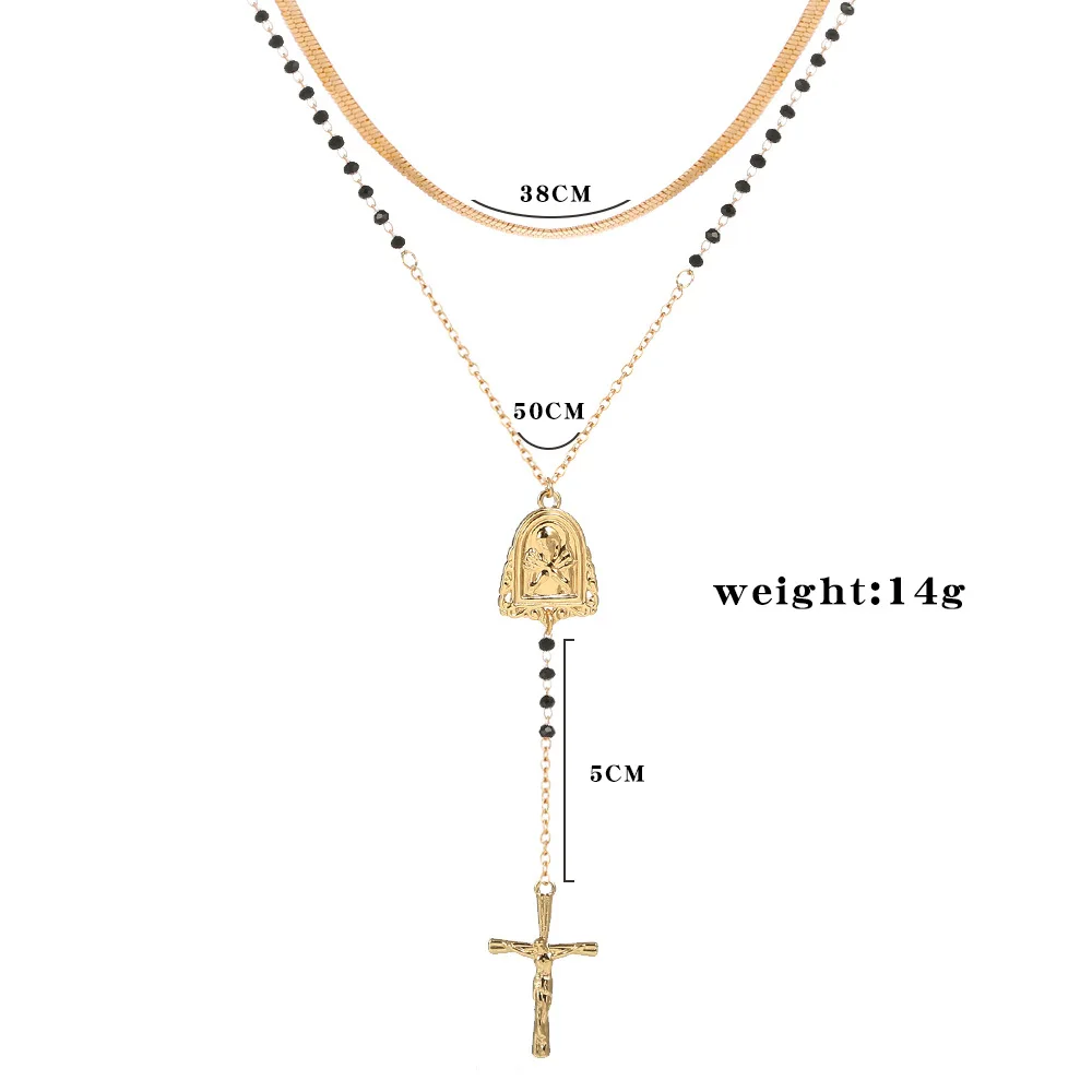 

Fashion Multilayer Necklaces Pendants Crystal Choker Cross Necklace for Women Female Party Punk Statement Jewelry Bohemia