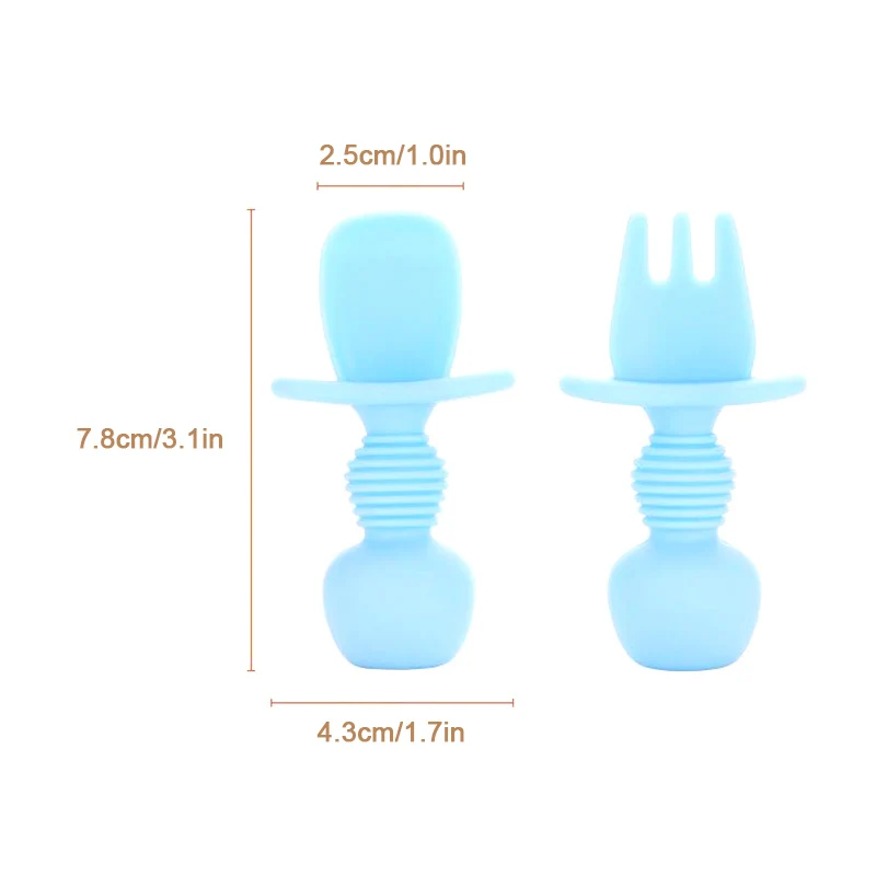 

2pcs Baby Silicone Spoon Feeding Set Kid Dishes Toddlers Infant Feeding Accessories Spoon Silicone Tableware Children Stuff