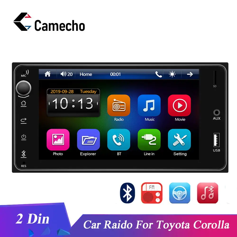 Автомагнитола Camecho 2 DIN 7 ''Android ISO Mirror Link MP5 мультимедиа плеер аудио стерео 2Din