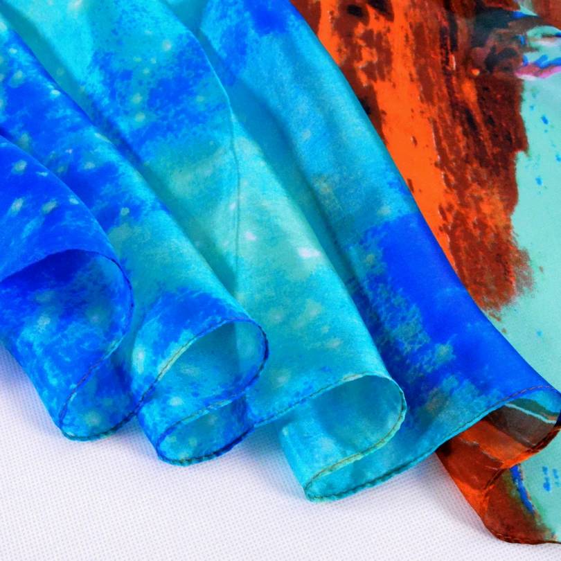 [BYSIFA] зимний темно-синий женский шелковый шарф шаль дизайн Apple женские длинные